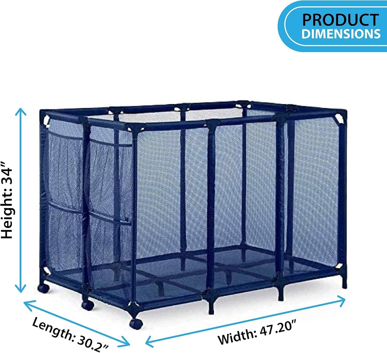 Portable Pool Equipment Organizer with 6 Pockets - Stylish Blue - 30.2" x 47.2"