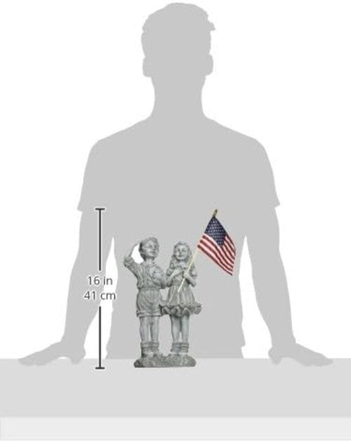 8" Patriotic Children Statue with USA Flag - Perfect for Memorials & Holidays