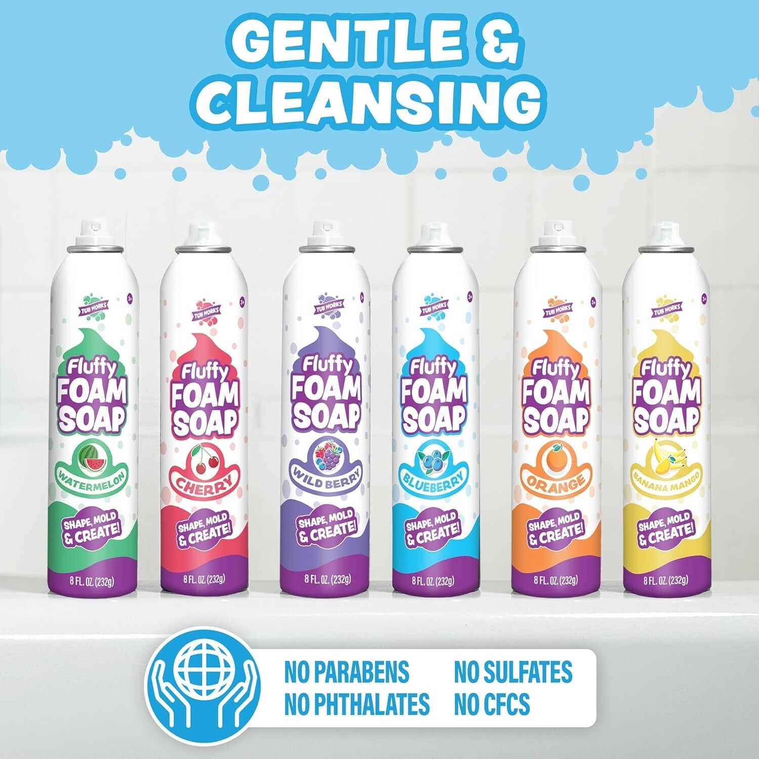 Ultimate 6-Pack Fluffy Foam Soap for Kids | Shape, Mold & Clean with Fun Colors