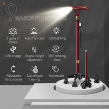 Load image into Gallery viewer, Lightweight Adjustable Walking Stick with LED Light &amp; Emergency Alarm System