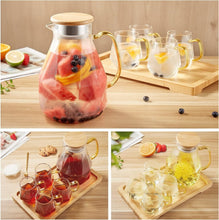 Load image into Gallery viewer, Diamond Design 68 oz Glass Water Pitcher with 4 Cups - Perfect for Entertaining
