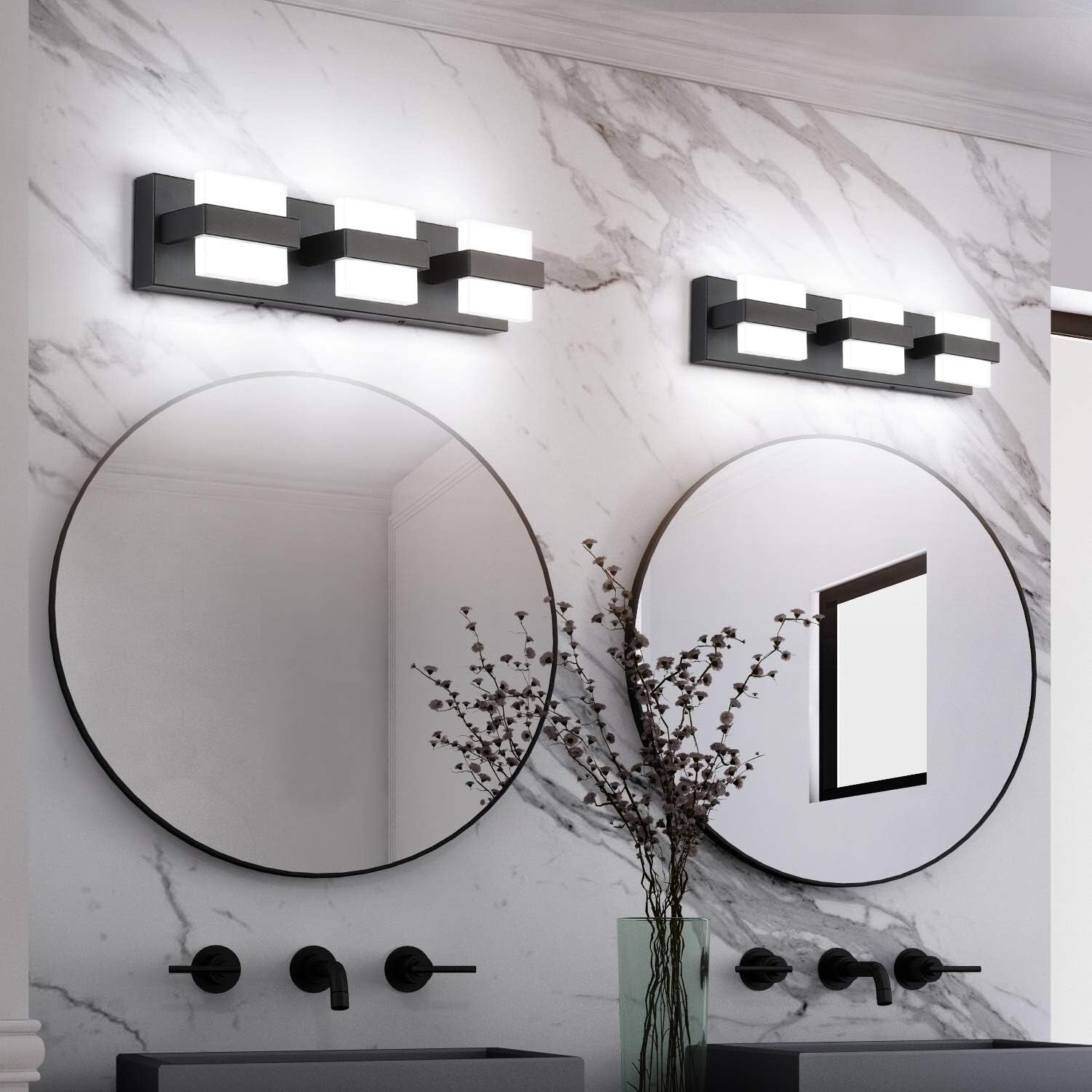Durable 3-Light Black Vanity Light – Elegant LED Fixture for Various Settings