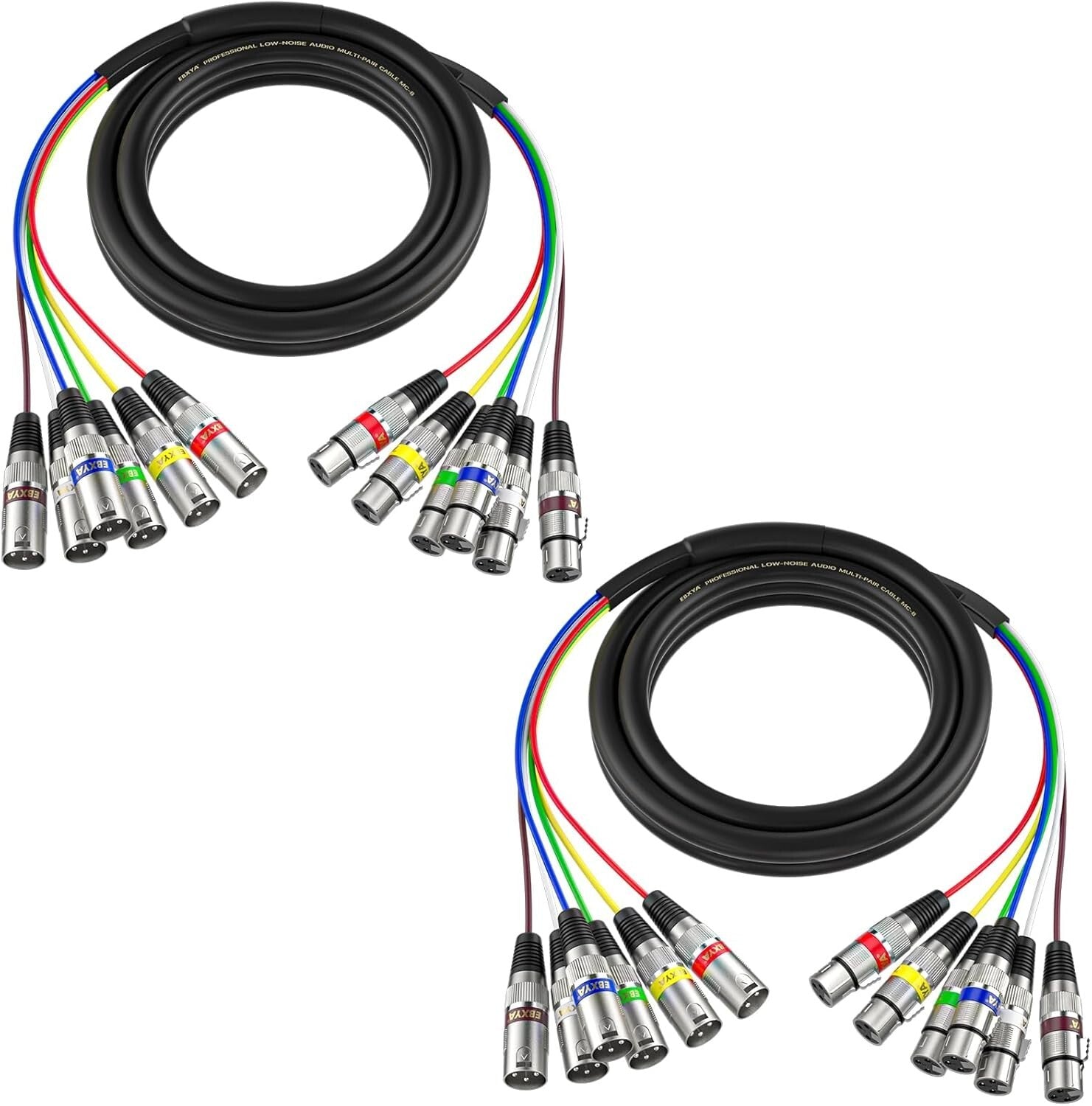 2 Pack 6 Ft XLR Snake Cables - Anti-Interference, Durable Design for Live Sound