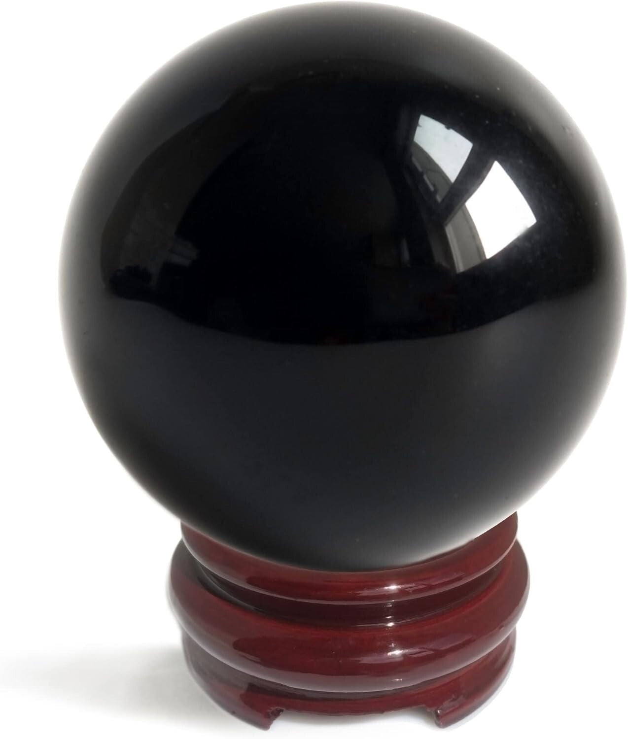 Polished Black Obsidian Crystal Ball for Energy Work, Feng Shui & Decorative Use