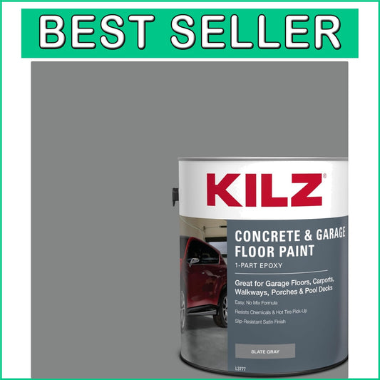 Durable 1-Gallon Epoxy & Acrylic Garage Floor Paint - Slate Gray Satin Finish