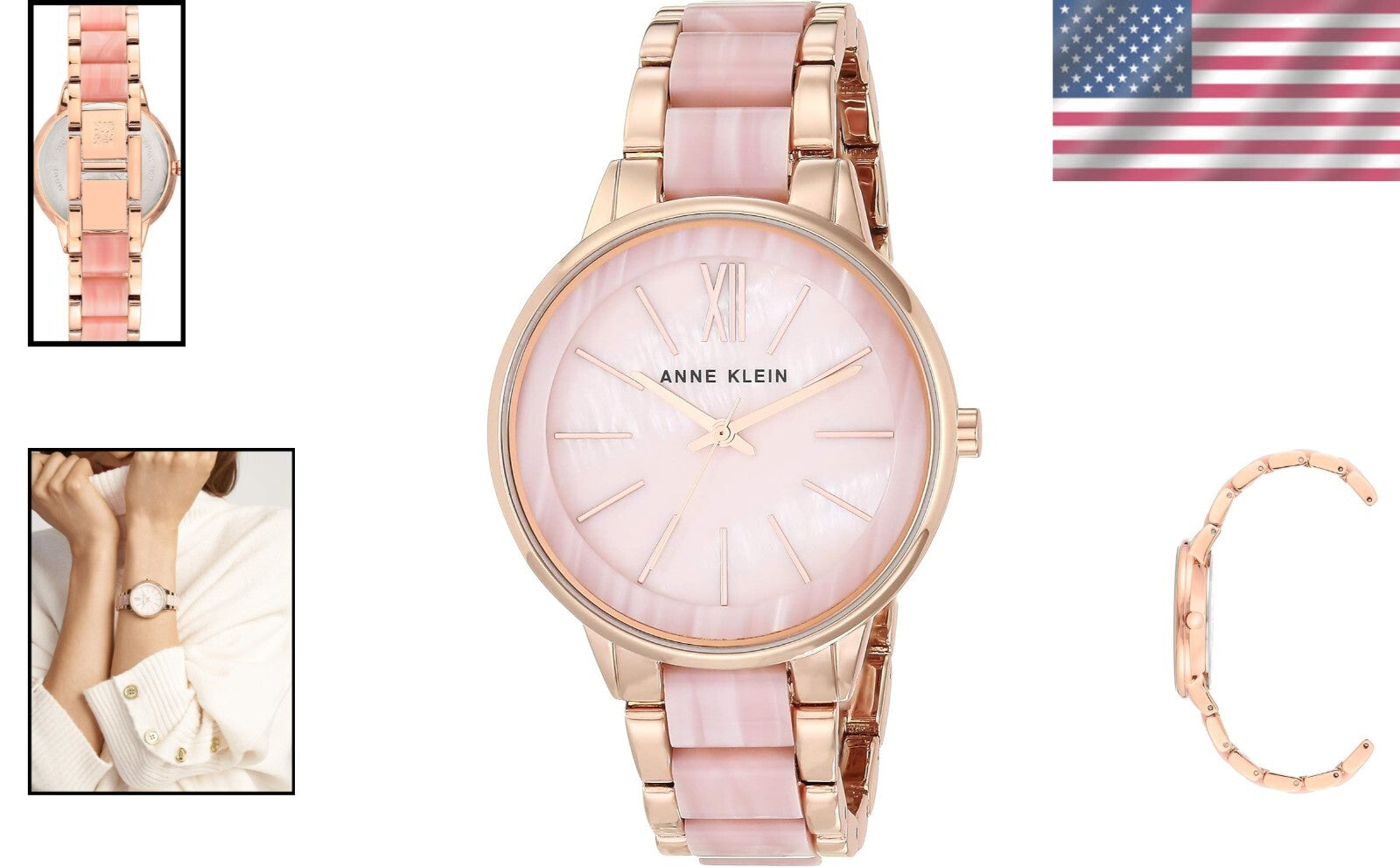 Luxury Women's Bracelet Watch in Rose Gold & Pink Resin - 100 ft Water Resistant