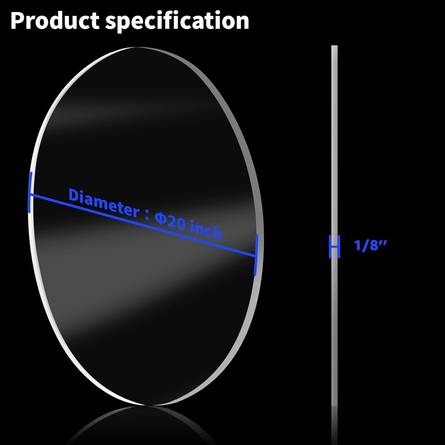 1/8" Thick Round Acrylic Discs - 20" Clear Panels for Creative DIY Projects