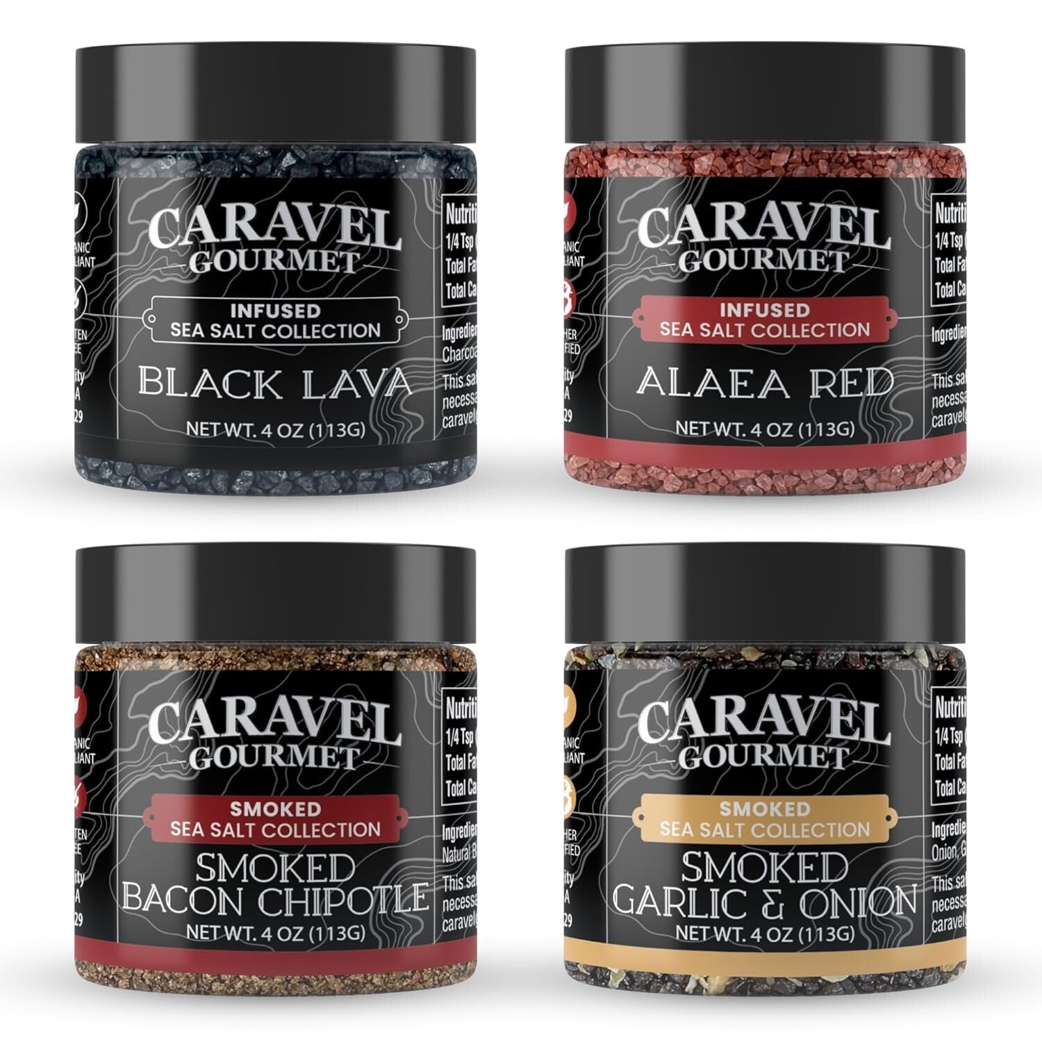 Signature Sea Salt Sampler: Smoked Bacon Chipotle, Garlic Herb & Spicy Varieties