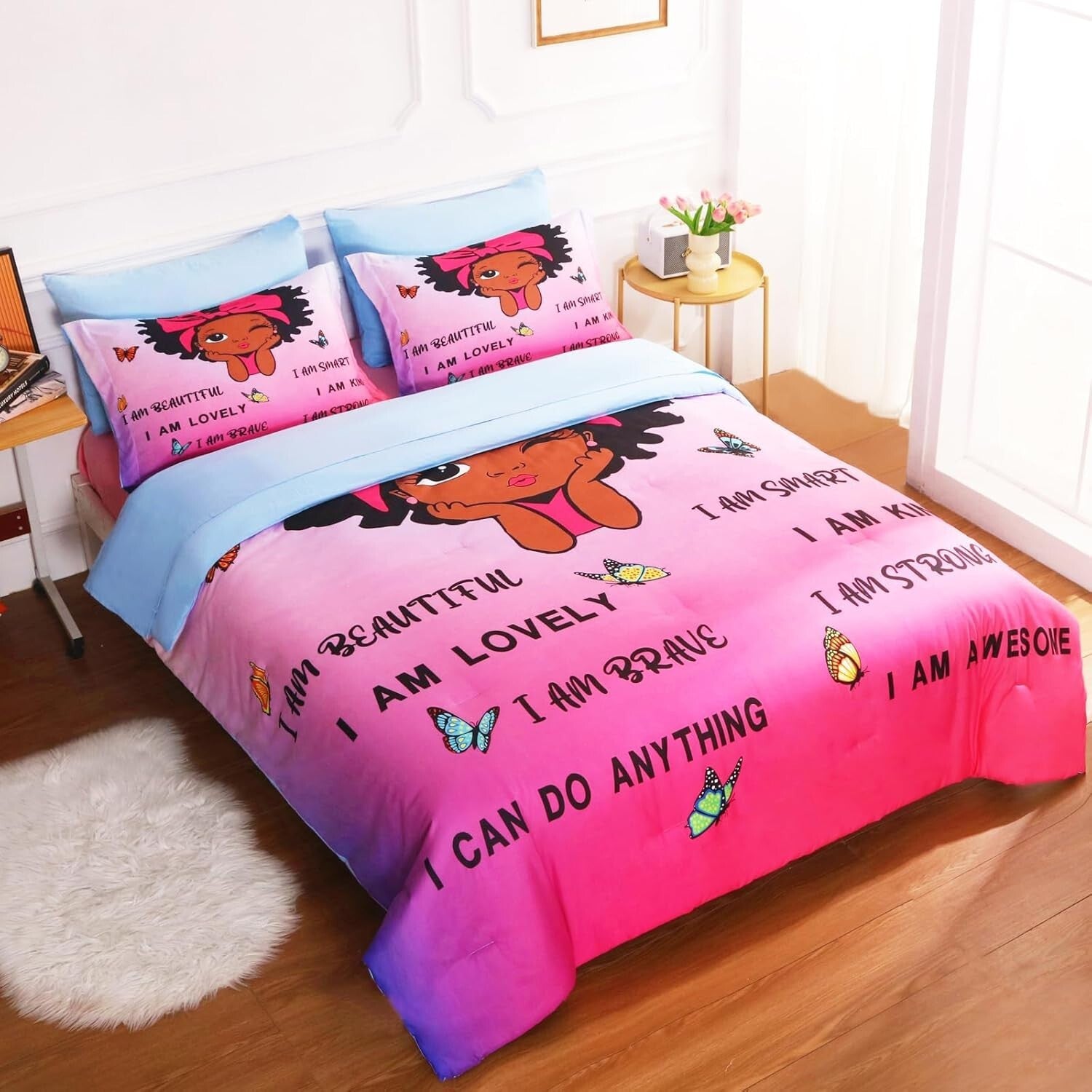 Full Size Black Girls Magic Comforter Set - 7 Piece Teen Bedding Collection