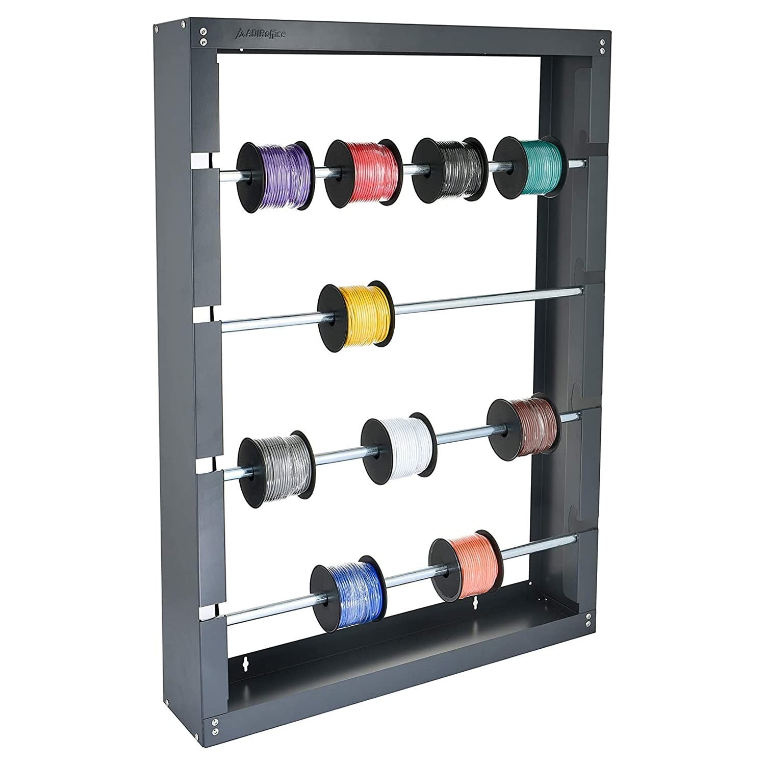 Durable Wire Spool Rack - 4-Rod Cable Dispenser for Industrial Use in Grey