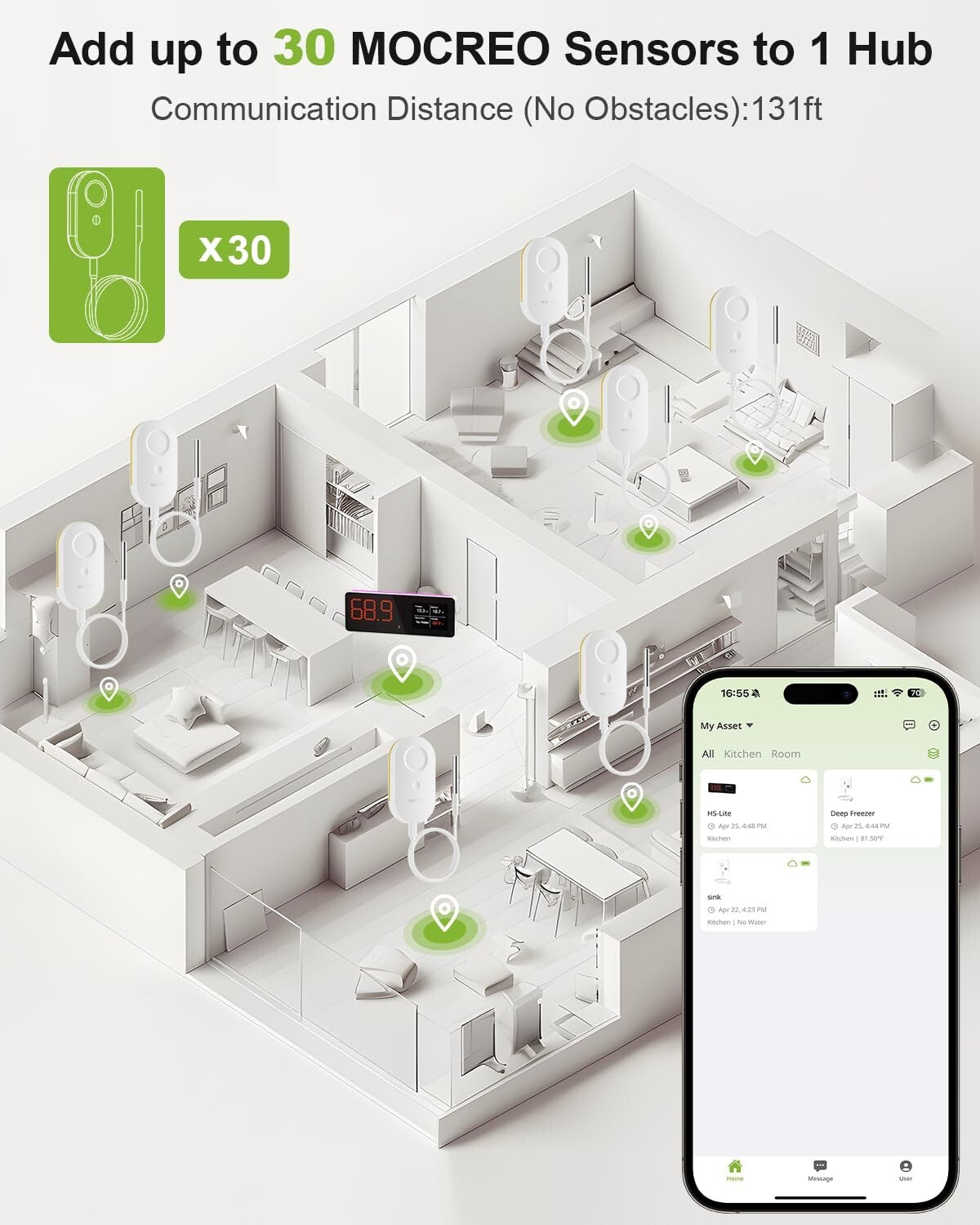 Digital Freezer Alarm with Remote App Notification and 2-Year Logging - 2 Pack