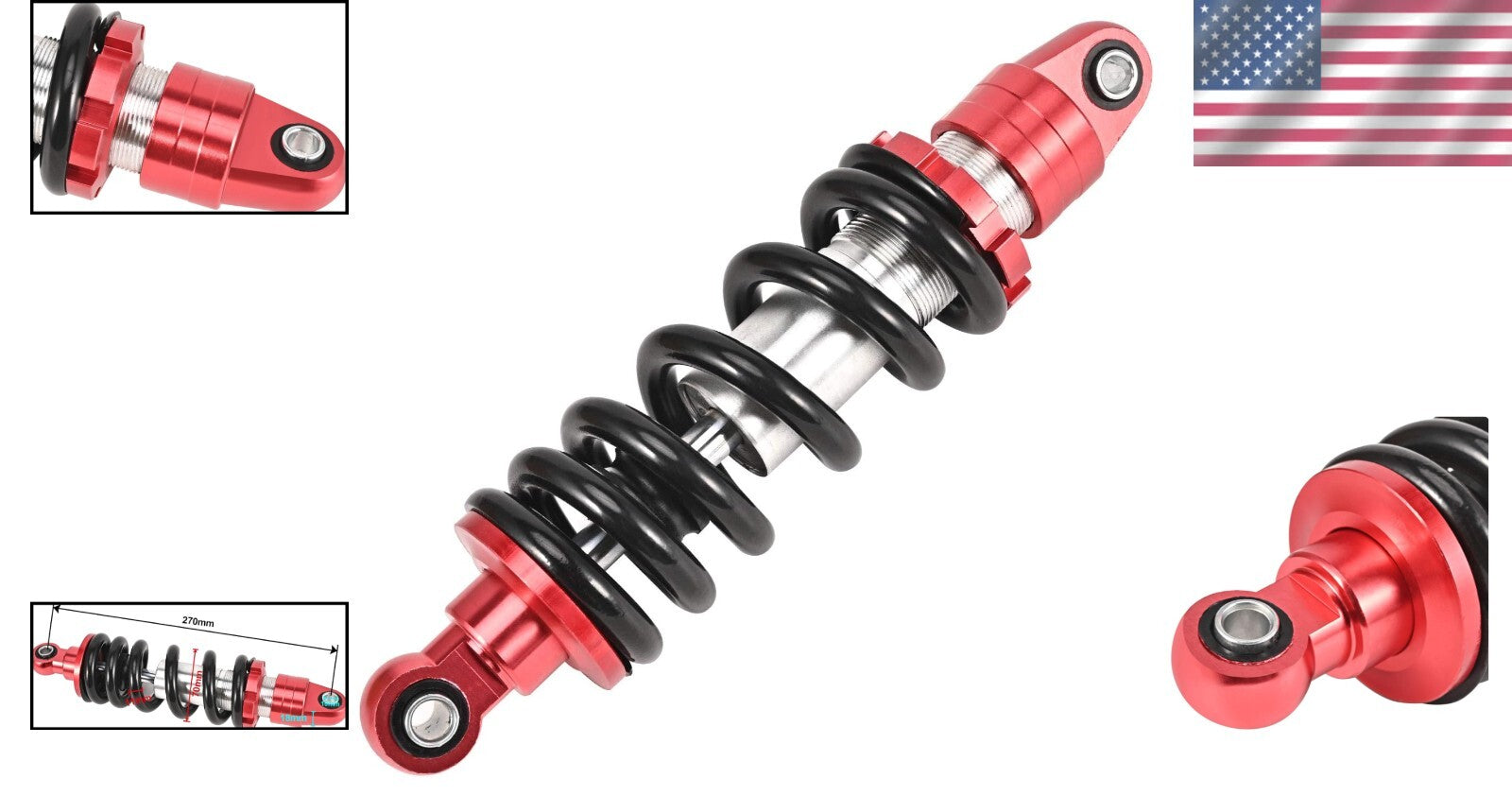 980LB Rear Shock Absorber for Dirt Pit Bikes - Adjustable 250-290mm Suspension