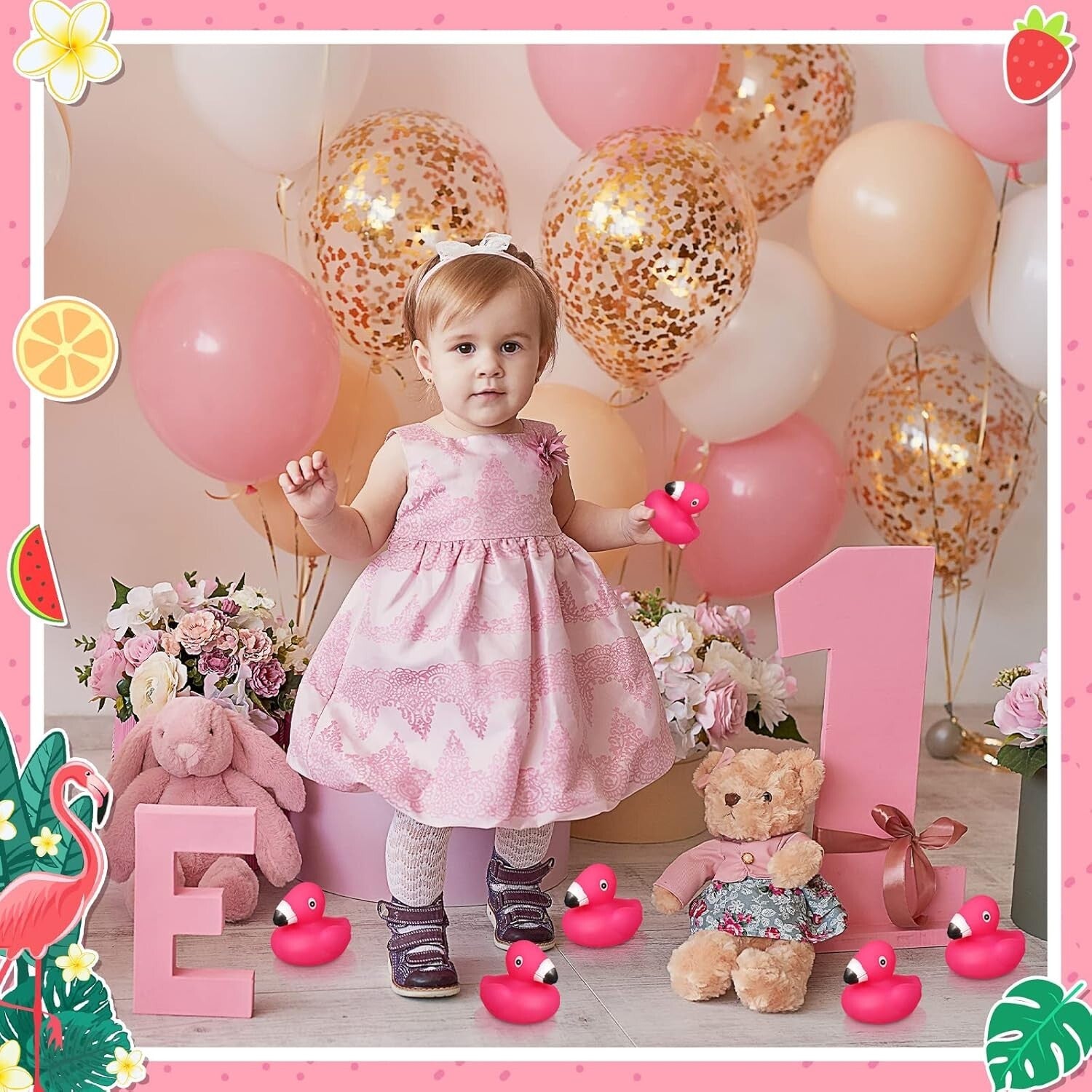 Adorable Flamingo Rubber Duck Collection - 50pk Squeaky Toys for Kids & Parties