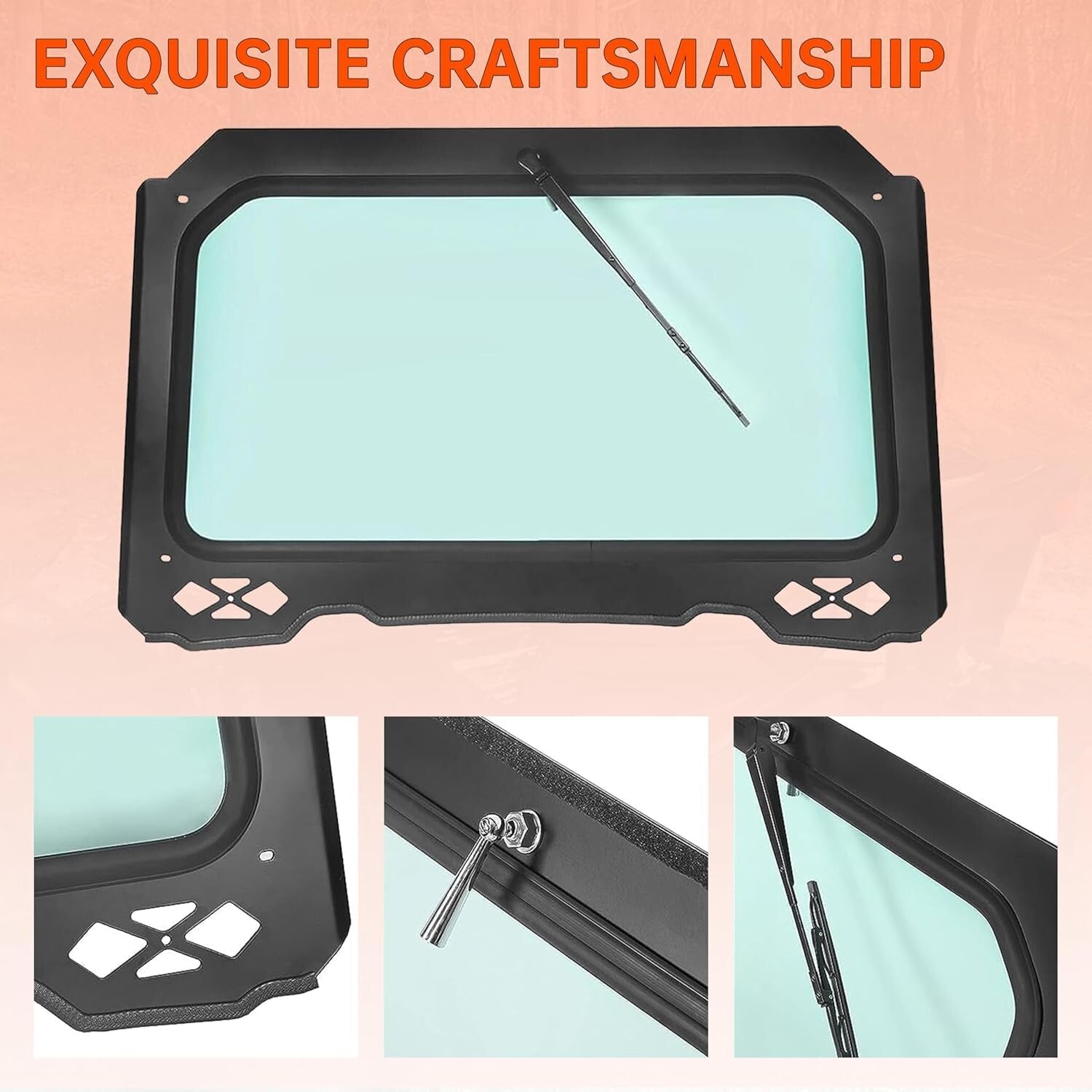 Enhanced Visibility Full Windshield & Wiper for 2014-2018 Polaris RZR XP Turbo