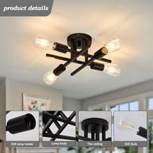 Load image into Gallery viewer, 2-Pack Modern Dimmable 4-Light Semi Flush Mount Ceiling Fixture in Matte Black