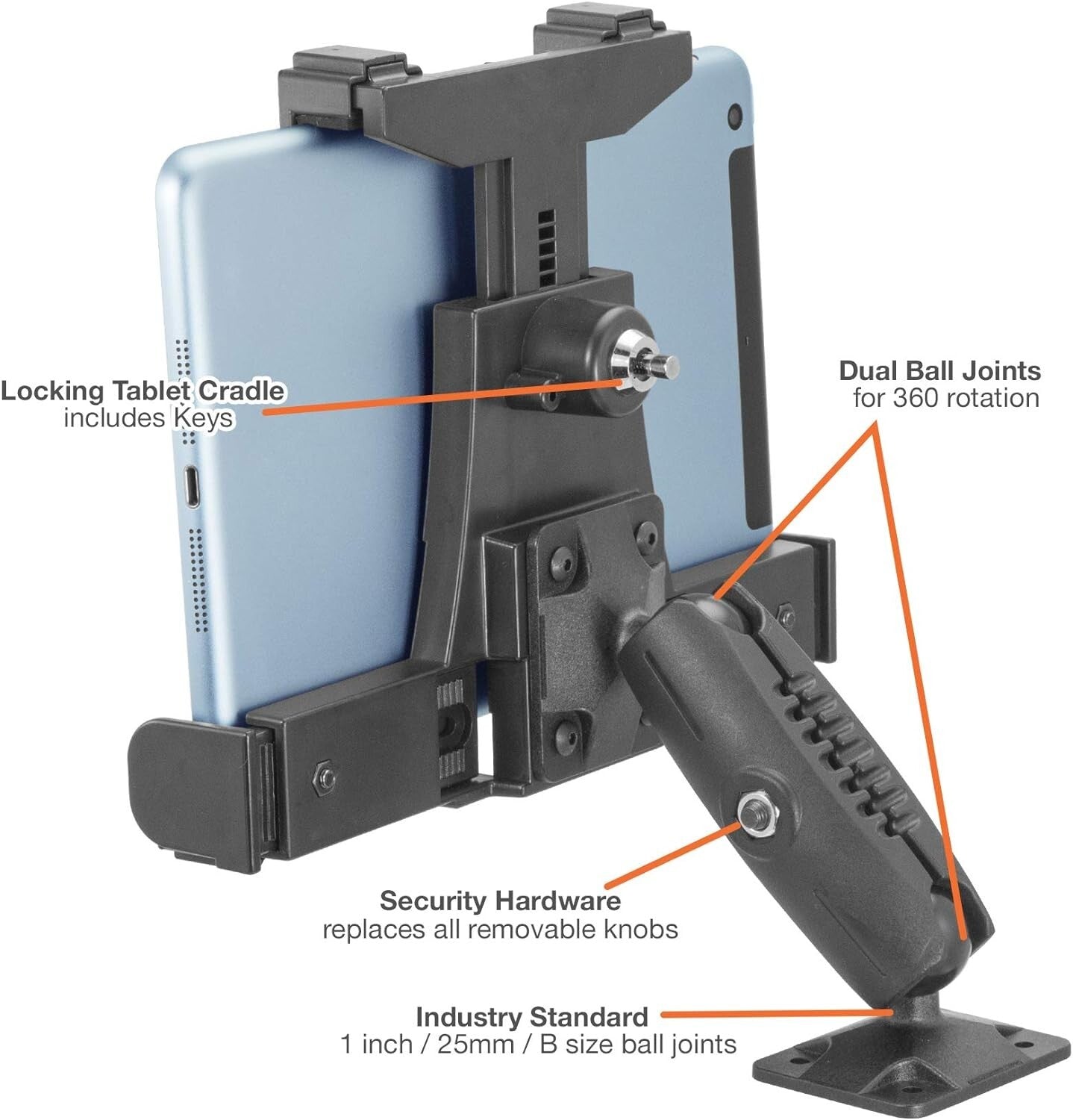 Heavy-Duty Locking Tablet Mount for 7-10" Devices - Ideal for Vehicles & Walls