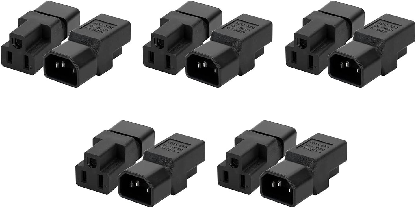 10 Pack C14 Male to NEMA 5-15R Female Power Plug - Reliable & Durable Connection