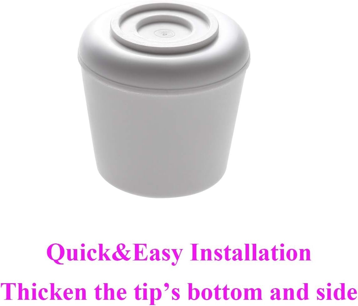 Stylish White Non-Slip Rubber Floor Protectors – 64 Chair Leg Tips, 1” Diameter