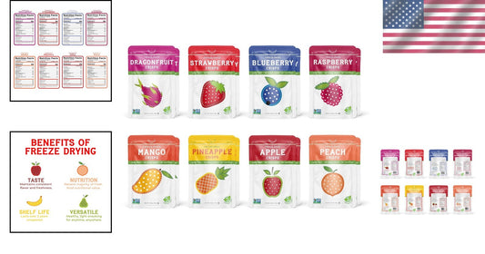 Healthy Freeze-Dried Fruit Snacks: Superfruit Variety (16 x 0.53 oz) - Non-GMO