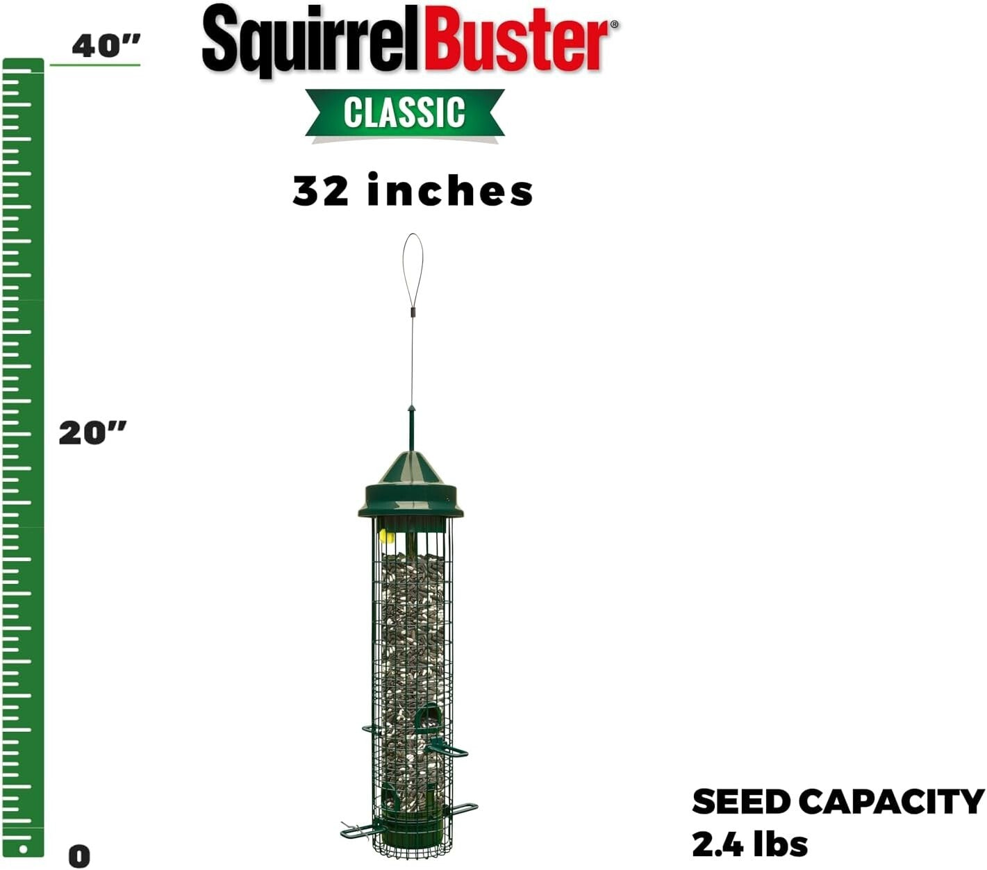Durable Squirrel-Proof Bird Feeder: 4 Feeding Ports & 2.4 lbs for Birdwatching