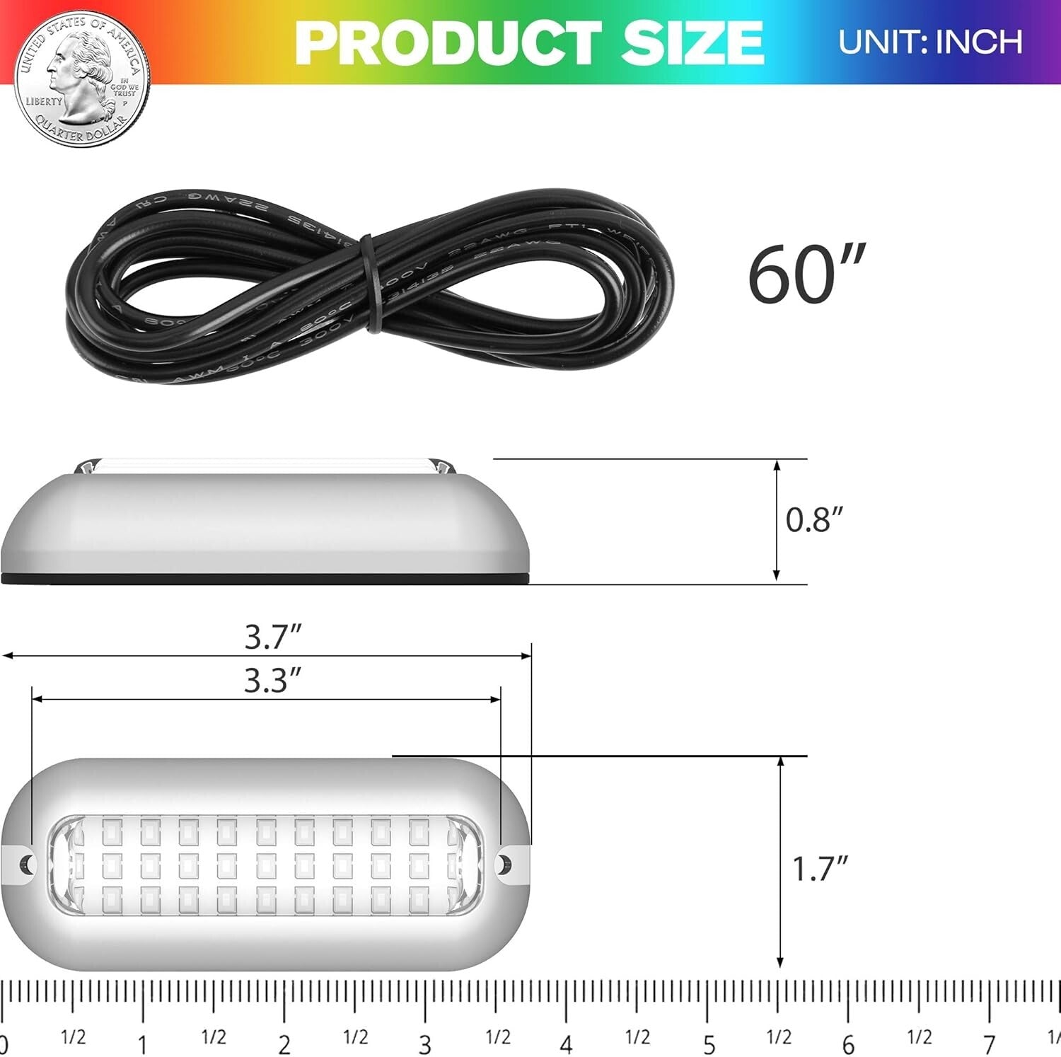 Durable 50W 27 LED Stainless Steel Boat Lights - Marine Waterproof 2PC Set