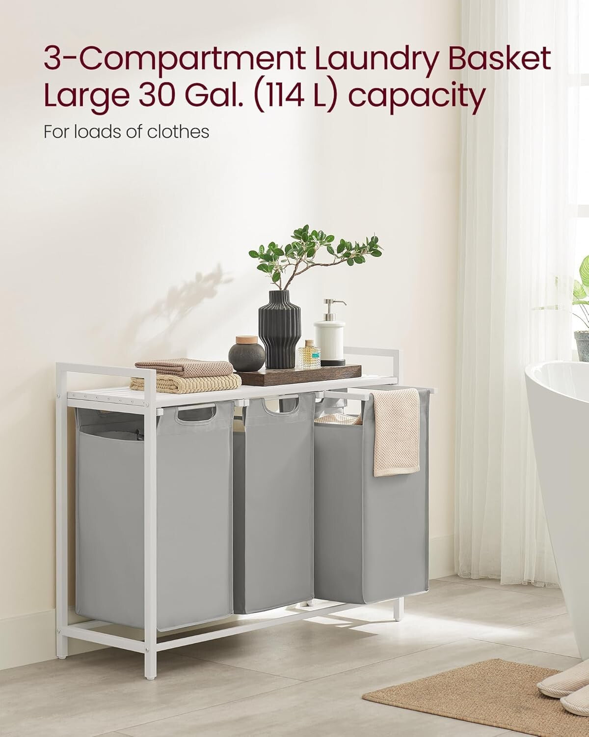 Elegant Versatile Laundry Hamper with Pull-Out Liners - Modern 36.4" Design