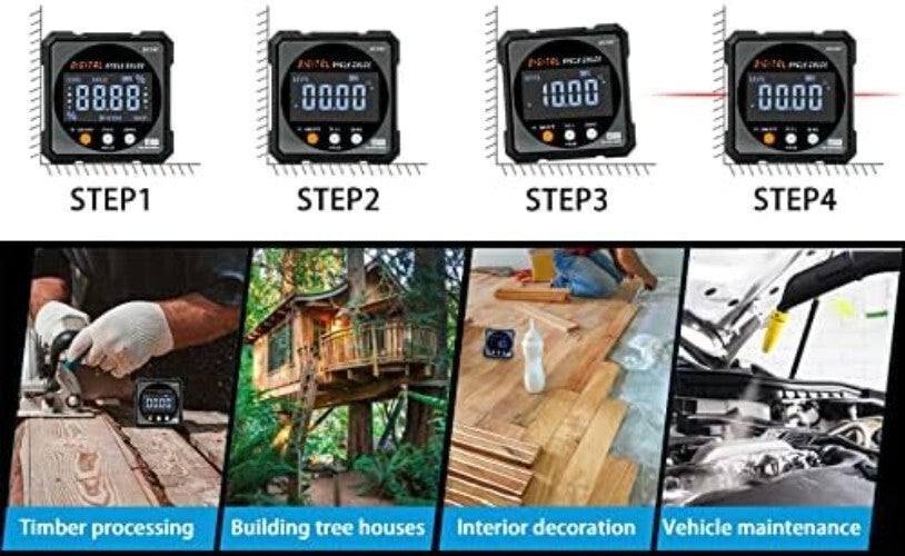 Portable Magnetic Angle Measuring Tool with Backlight - Ideal for Woodworking
