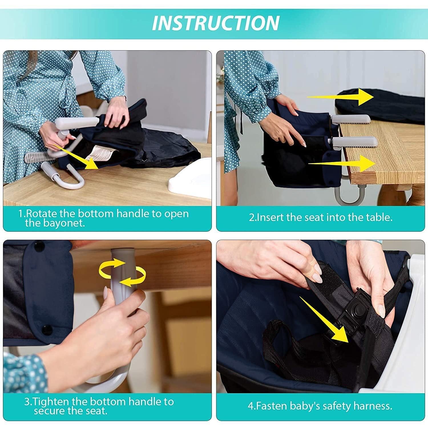 Sturdy Hook On Chair with Safety Tray for Toddler Dining - 37lbs Capacity