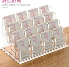 Load image into Gallery viewer, Acrylic Business Card Holder - 16 Slots Clear Desk Organizer for Professionals