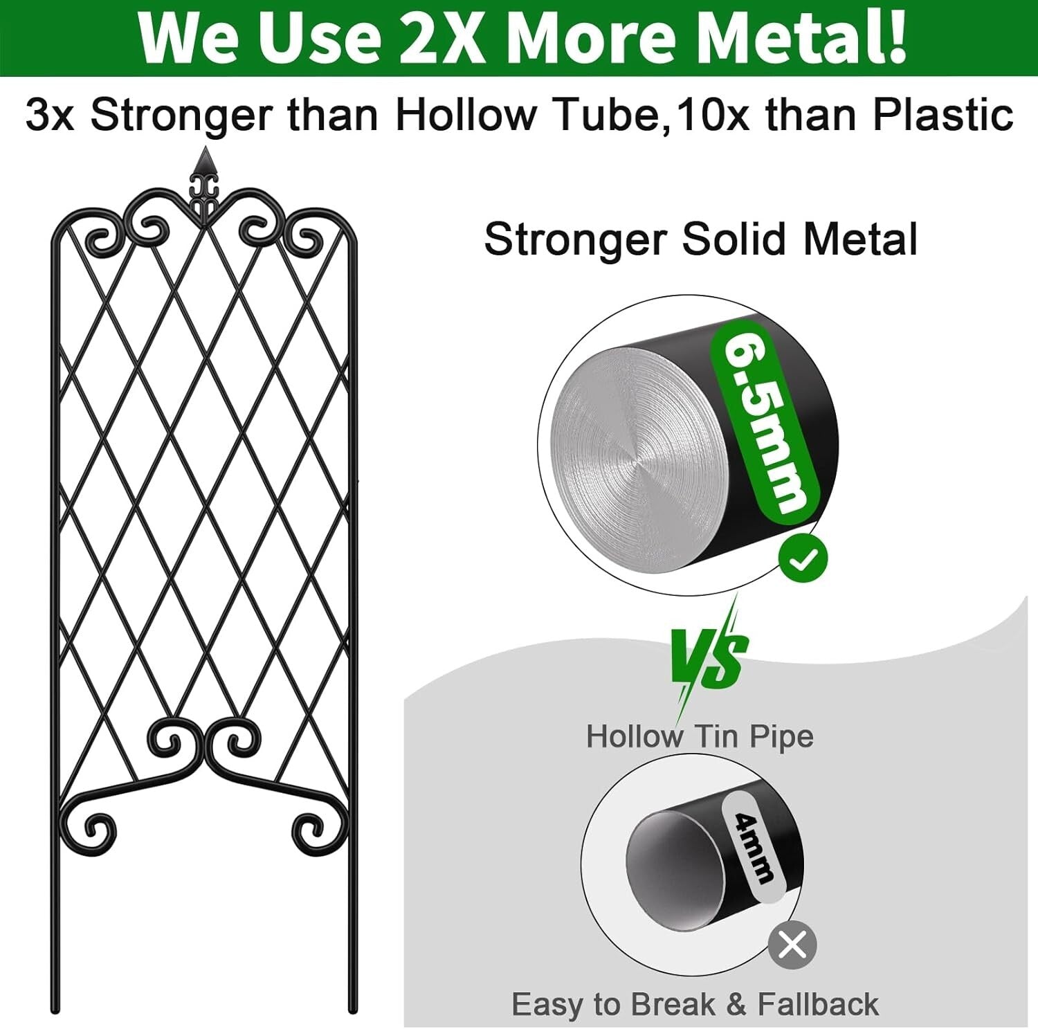 Weather-Resistant Metal Trellis Set | Ideal for Lush Vertical Gardens & Fencing