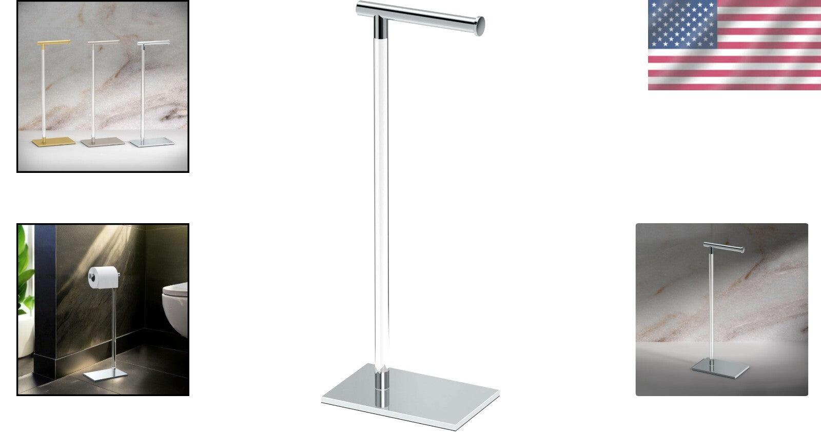 Luxury Freestanding Toilet Paper Holder - Easy Install 22.25" with Weighted Base