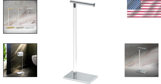 Luxury Freestanding Toilet Paper Holder - Easy Install 22.25" with Weighted Base