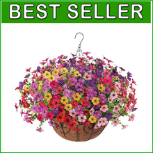 Load image into Gallery viewer, Vibrant Faux Daisy Hanging Flower Basket for Effortless Indoor or Outdoor Decor
