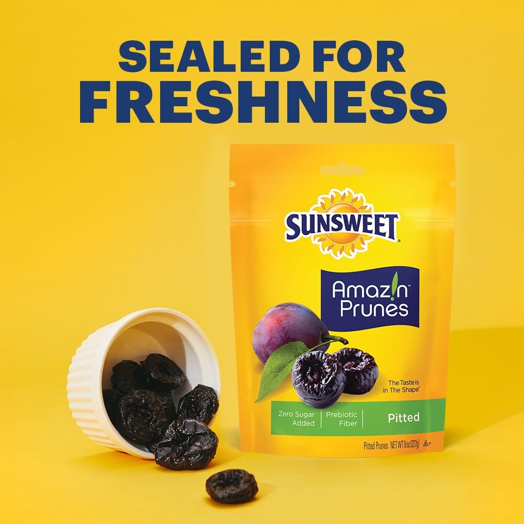 Fiber-Packed Amazin' Dried Pitted Prunes - Perfect Snack & Meal Enhance, Vegan