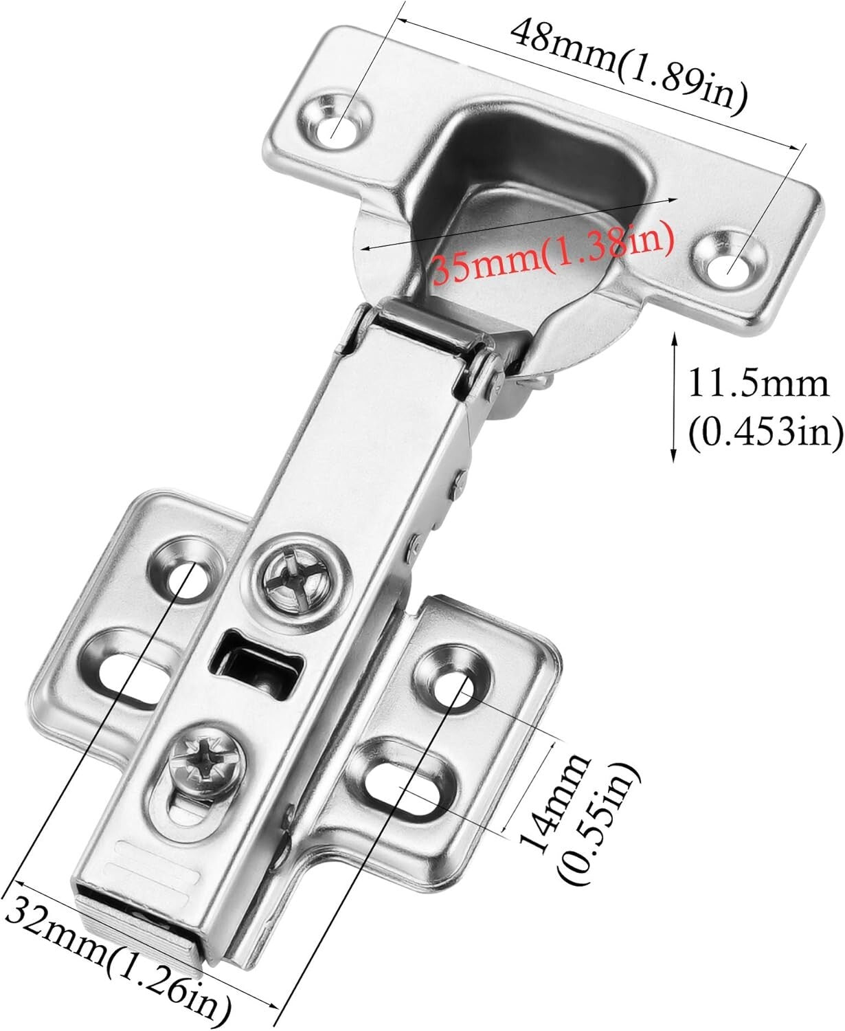 Premium Nickel Plated Cabinet Hinges, 20pcs Soft-Close for Frameless Cabinets
