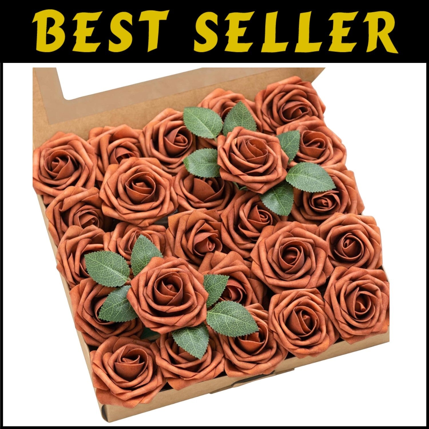Realistic 50pcs Burnt Orange Artificial Roses – Perfect for DIY Bouquets