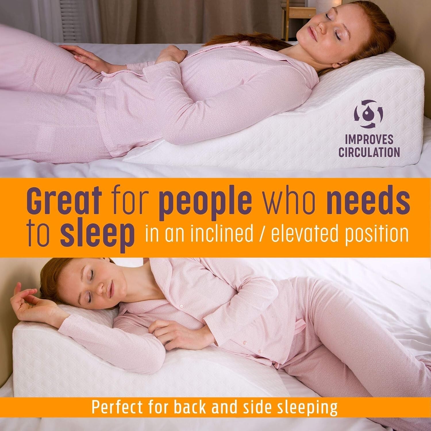 Memory Foam Wedge Pillow with Washable Cover - Perfect for Back & Knee Support