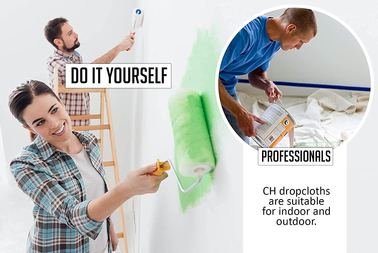 9' x 12' Canvas Drop Cloth Pack of 2 - Heavy-Duty Protection for DIY Projects