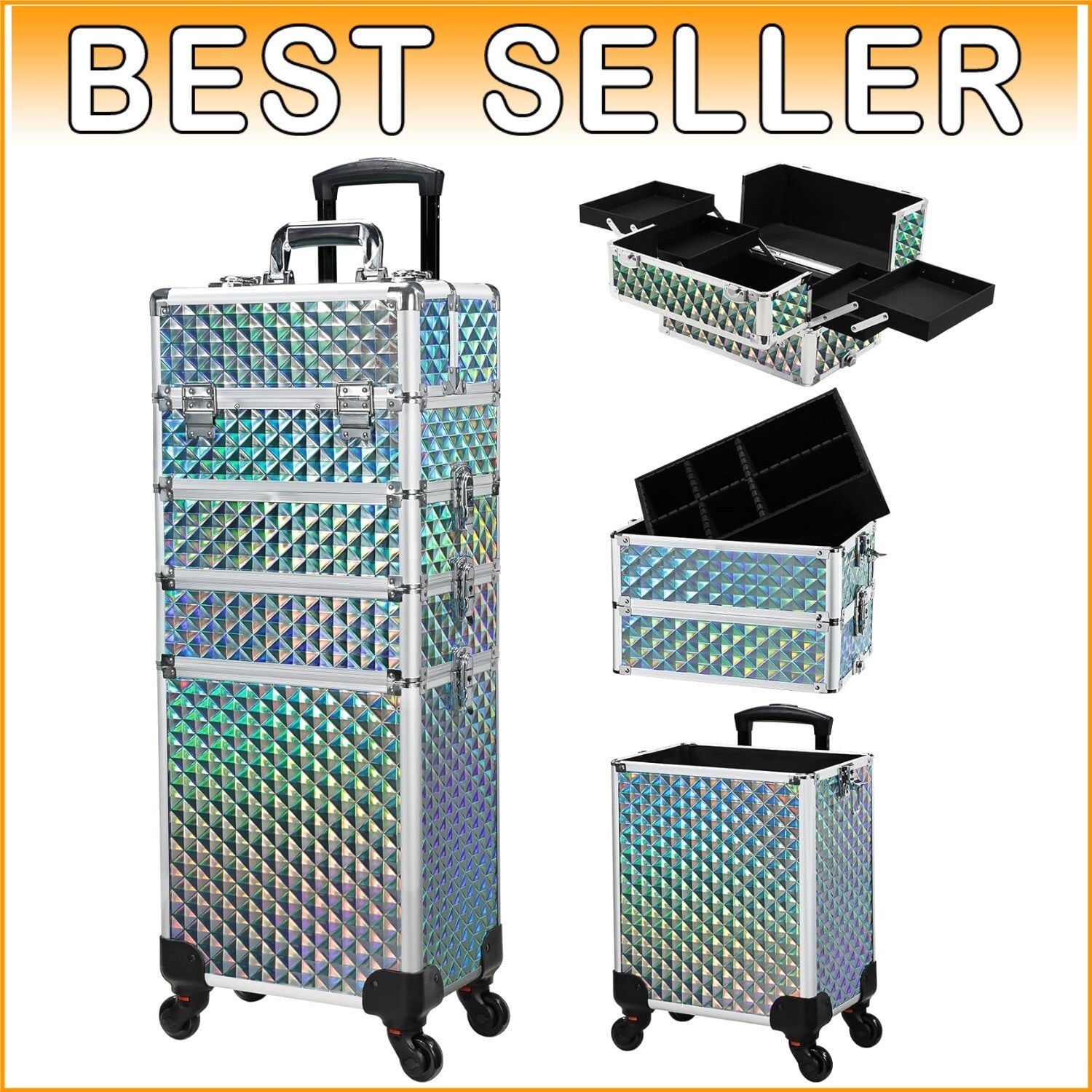 Cosmetology Trolley with 360-Degree Swivel Wheels - Perfect Makeup Organizer