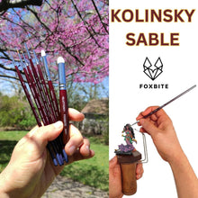 Load image into Gallery viewer, Kolinsky Sable Brush Set for Miniature Painting - Sizes 5/0 to 3, Walnut Handle