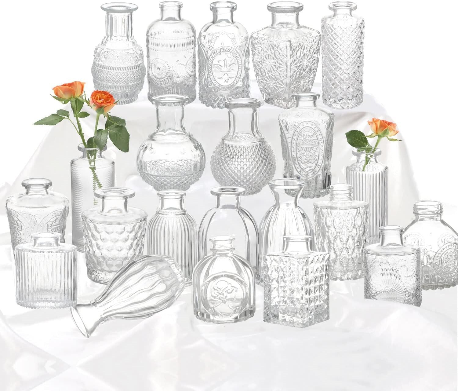 Charming 22-Piece Clear Glass Bud Vase Collection for Elegant Centerpieces