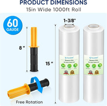 Load image into Gallery viewer, Clear Plastic Stretch Film Roll with Handles - 15" Wide, 1000ft for Safe Moving