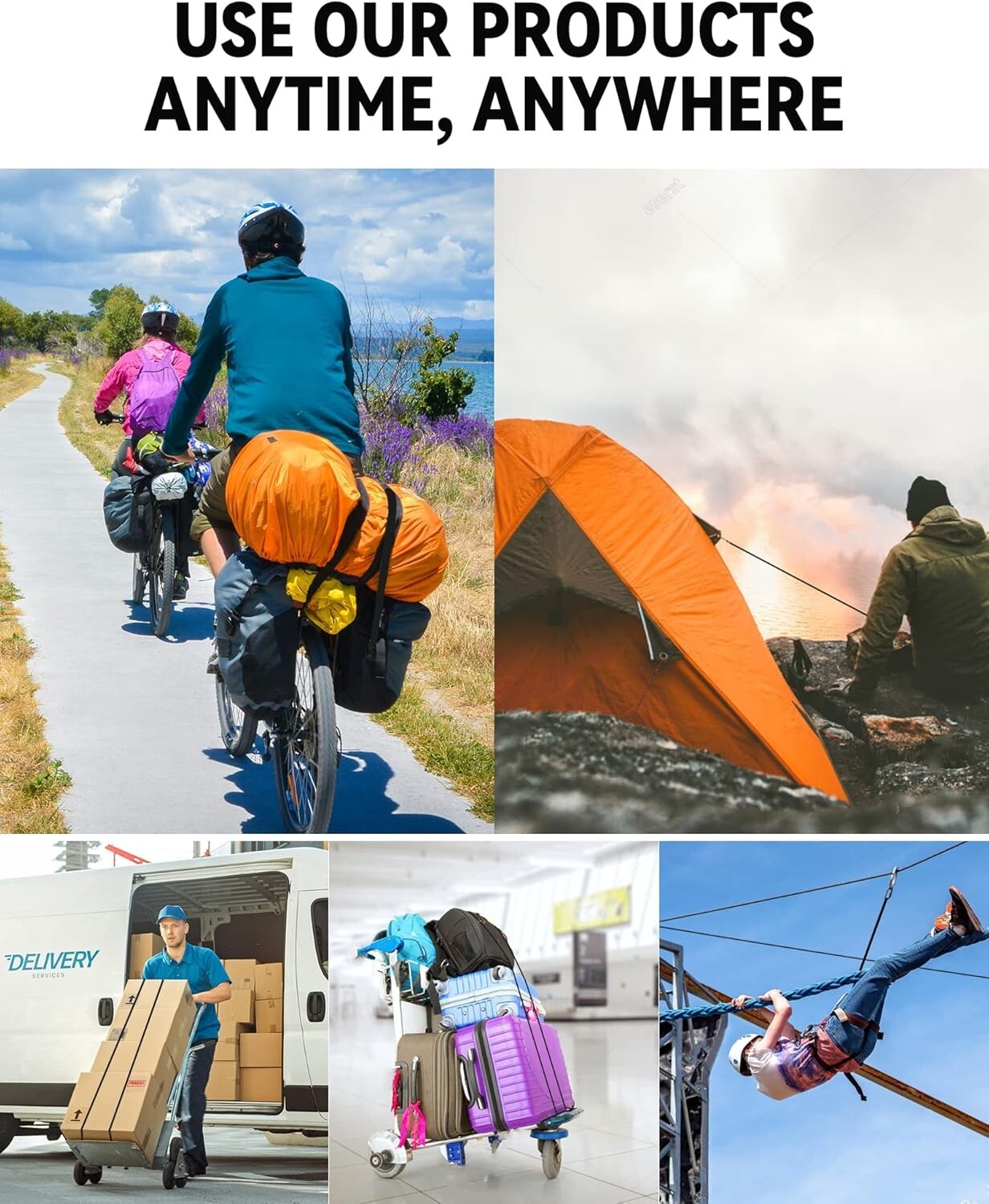 41'' Adjustable Heavy Duty Bungee Cords with S-Hooks - 176 lbs Load, 10 Count