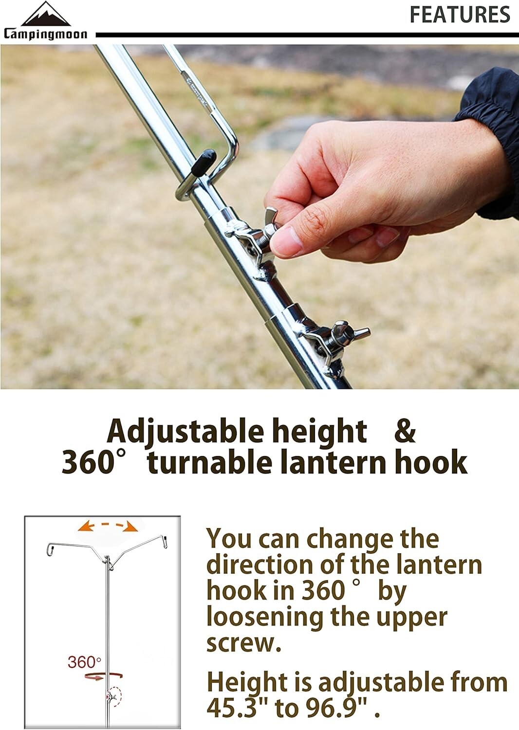 Camp-Ready Durable Lantern Stand with Dual Hooks & Tripod Design - D-240, D-243
