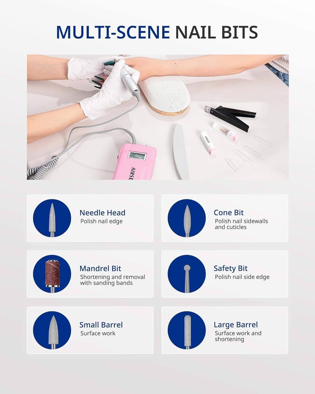 Versatile Nail Drill Machine - Cordless & Adjustable RPM for Precision Nail Care