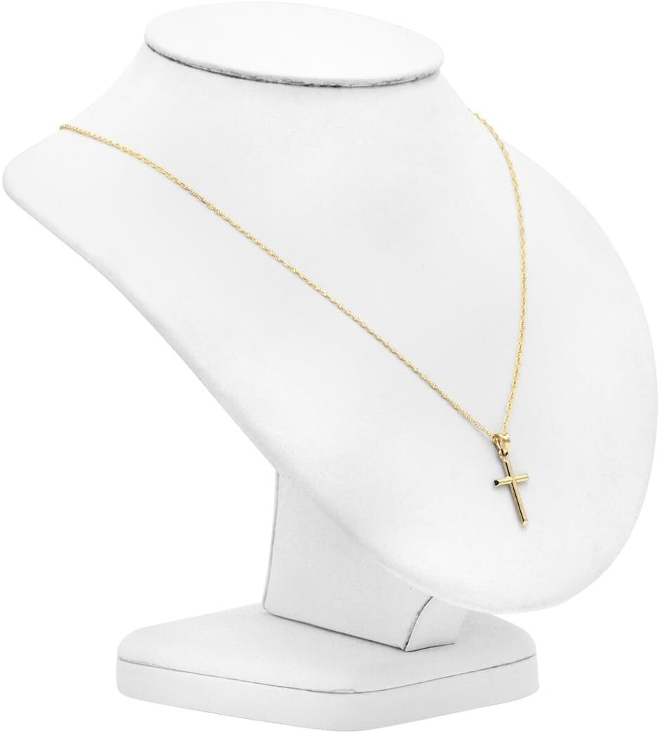 Hallmarked 10K Yellow Gold Cross Pendant with 18/20 Inch Rope Chain - Gift-Ready