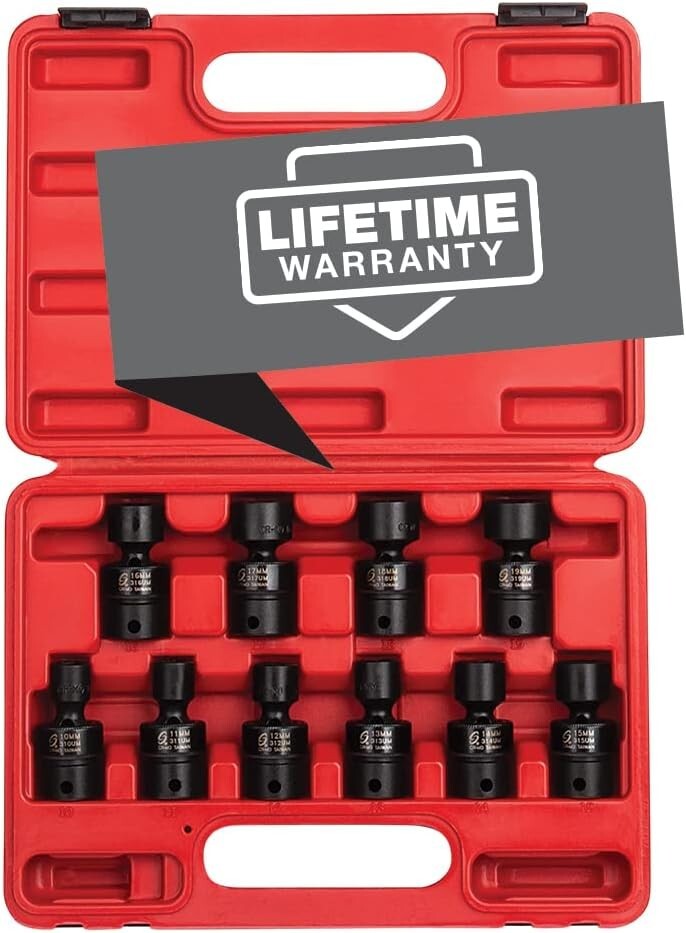 Professional 3/8 Inch Drive 10-Piece Metric Socket Set in Durable Storage Case