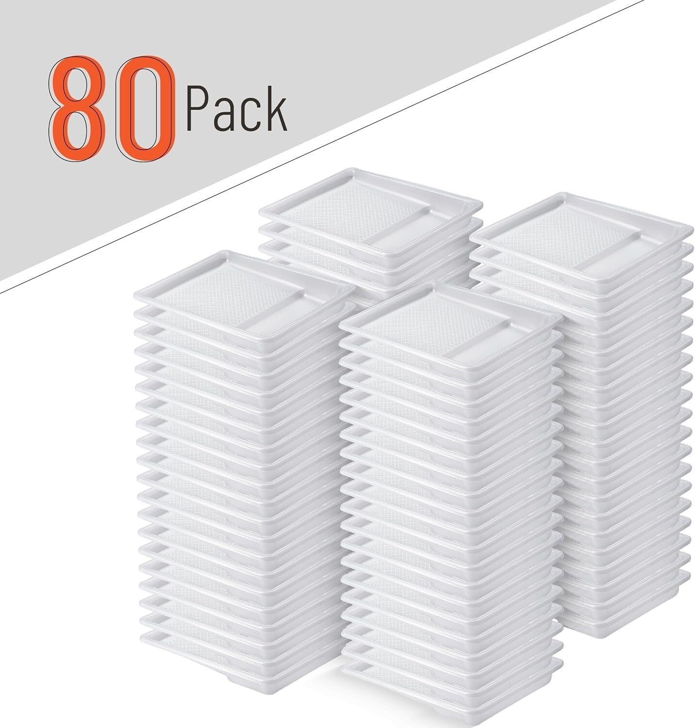 80-Pack Disposable Paint Tray Liners for 9-Inch Classic White Painting Projects