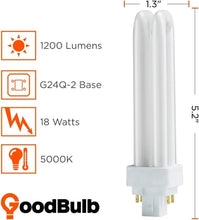 Load image into Gallery viewer, High Output 18W 5000K CFL Light Bulbs 4 Pin G24Q-2 Plug-in - 12,000 Hour Life