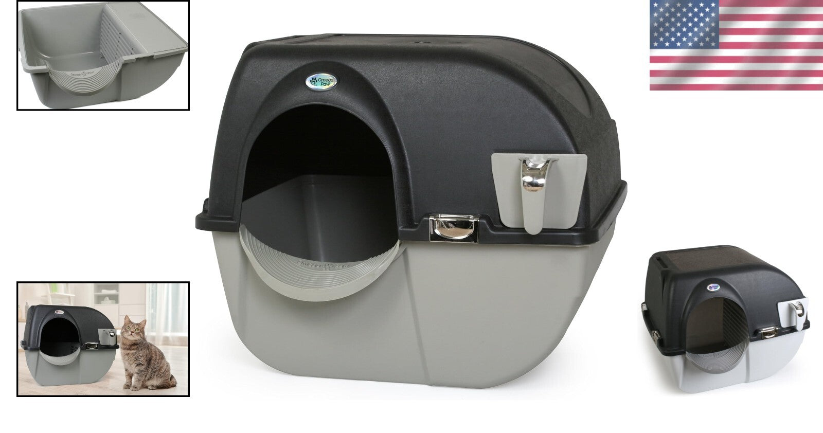Elite Self-Cleaning Roll 'n Clean Litter Box – Midnight Black, Large Size
